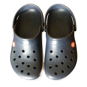 Women’s Navy Blue & White & Red Stripe Crocs Crocband Unisex Clogs Size W7 M5